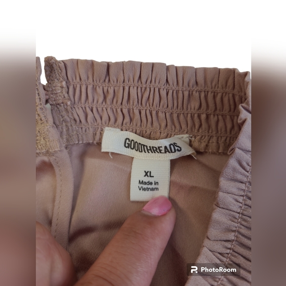 Goodthreads Women Georgette Smocked-Front Ruffle Sleeveless Brown Shirt Size XL - Picture 5 of 11